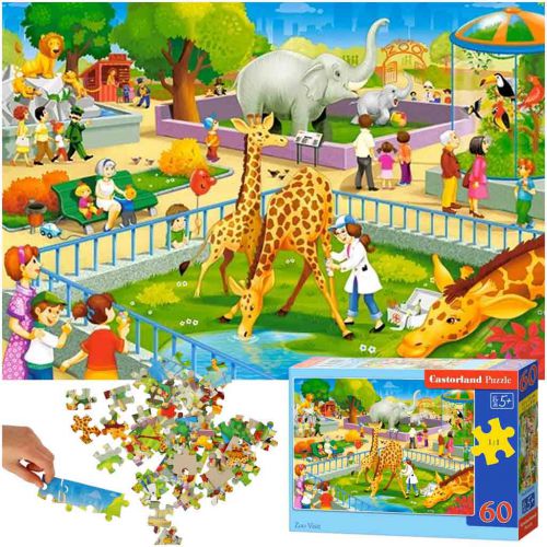 CASTORLAND Puzzle 60el. Zoo Visit - Zwierzęta safarii zoo 5+