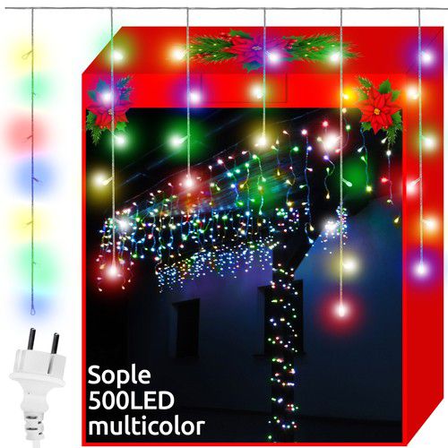 Lampki choinkowe - sople 500 LED multicolor