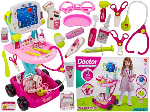 Wózek Lekarski Dla Dziewczynki Z Akcesoriami Różowy