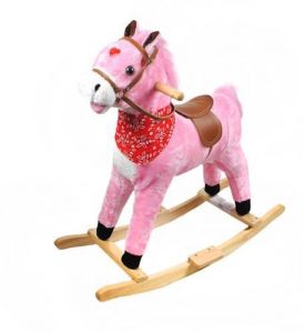 Koń na biegunach 65cm - różowy