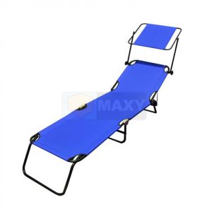Łóżko plażowe z daszkiem niebieskie