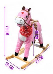 Koń na biegunach 75cm - różowy