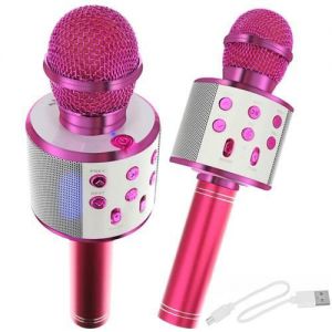 Mikrofon karaoke z głośnikiem różowy