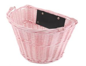 Koszyk wiklinowy na rower różowy