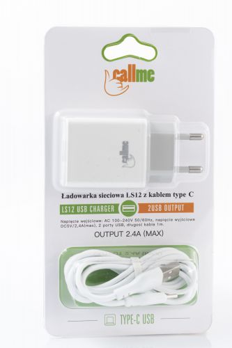 Ładowarka Callme LS12 2.1A 2 USB z kablem typu C