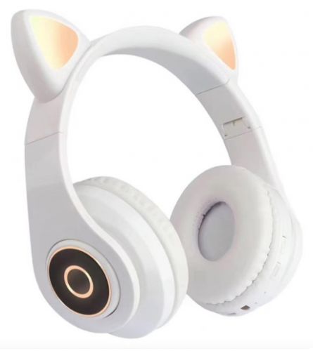 Słuchawki bezprzewodowe bluetooth kocie uszy białe