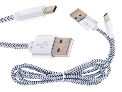 Ładowarka kabel USB typu C srebrna