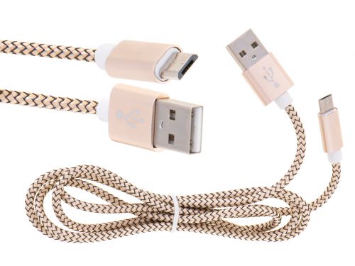 Ładowarka kabel micro USB złota