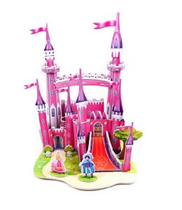Puzzle 3D tekturowe różowy zamek