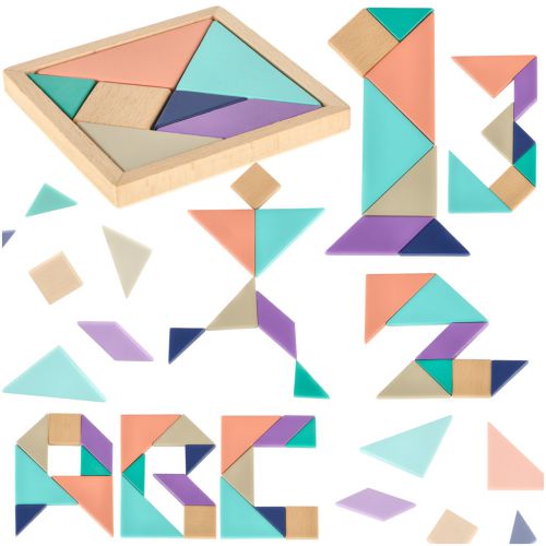 Puzzle drewniane układnka logiczna klocki tangram