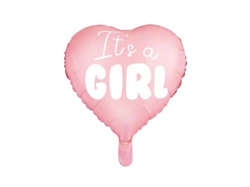 Balon foliowy \It\'s a girl\ na baby shower serce różowe 48cm