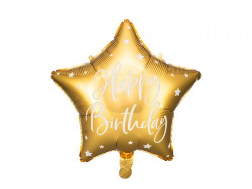 Balon foliowy urodzinowy gwiazdka Happy Birthday 40cm złoty