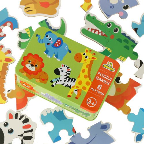 Układanka puzzle w puszce zwierzątka safari 25 puzzli