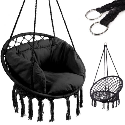 Huśtawka fotel bocianie gniazdo czarne XL z poduszką