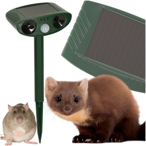 Odstraszacz solarny kretów na gryzonie kuny koty ptaki myszy szczury ultradźwięki