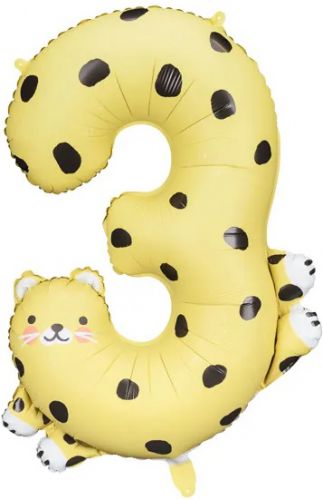 Balon foliowy cyfra \3\ - Gepard 68x98 cm