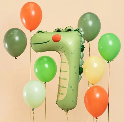Balon foliowy urodzinowy cyfra \7\ - Krokodyl 56x85 cm